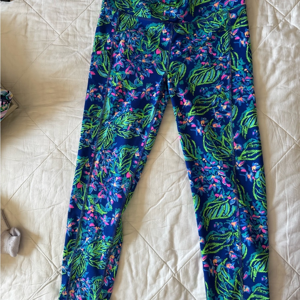 Lilly Pulitzer Blue and Green Botanical Leggings
